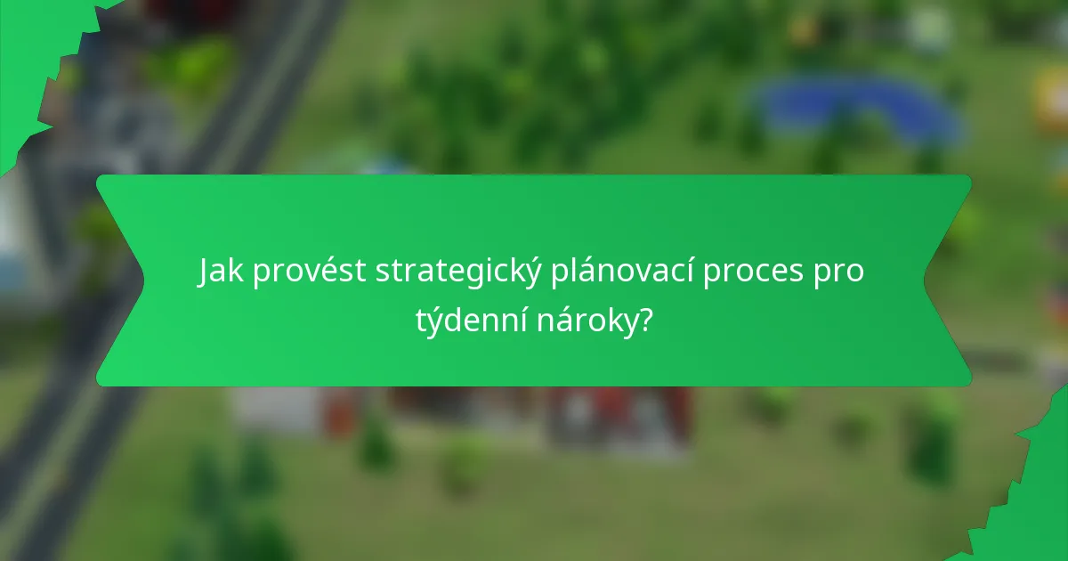 Jak provést strategický plánovací proces pro týdenní nároky?